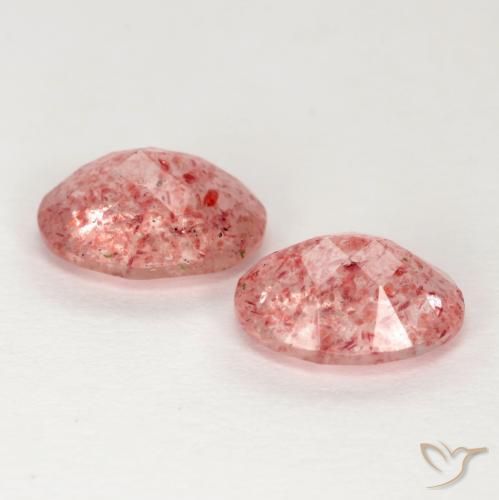 Pedras preciosas de quartzo morango rosa natural de 2,24 ct, corte oval, translúcido