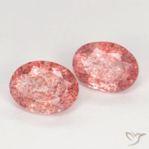 Pedras preciosas de Quartzo Morango Jacarandá Rosa natural de 2.31 ct, oval, Translúcido