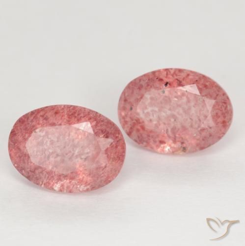 Pedras preciosas de Quartzo Morango rosa avermelhado natural de 2.75 ct, oval, Translúcido
