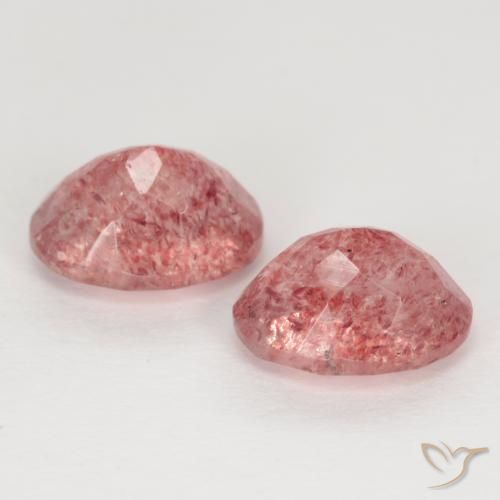 Pedras preciosas de Quartzo Morango rosa avermelhado natural de 2.75 ct, oval, Translúcido