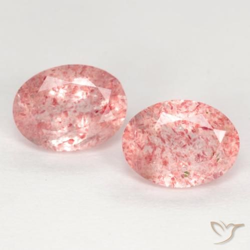 2.38ctw Natural Rosa Médio Claro Quartzo Morango, oval, Translúcido