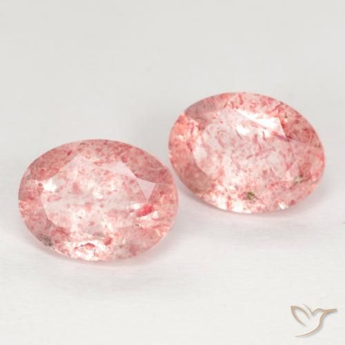 Pedras preciosas de Quartzo Morango Rosa Médio Claro natural de 2.38 ct, oval, Translúcido