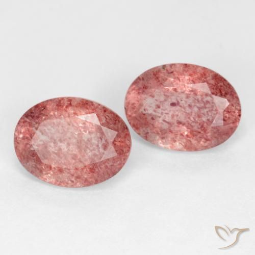 Pedras preciosas de Quartzo Morango rosa rosa natural de 2.34 ct, oval, Translúcido