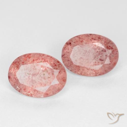 Pedras preciosas de Quartzo Morango Rosa Médio Claro natural de 2.31 ct, oval, Translúcido