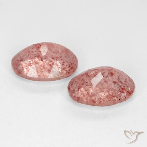 Pedras preciosas de Quartzo Morango Rosa Médio Claro natural de 2.31 ct, oval, Translúcido