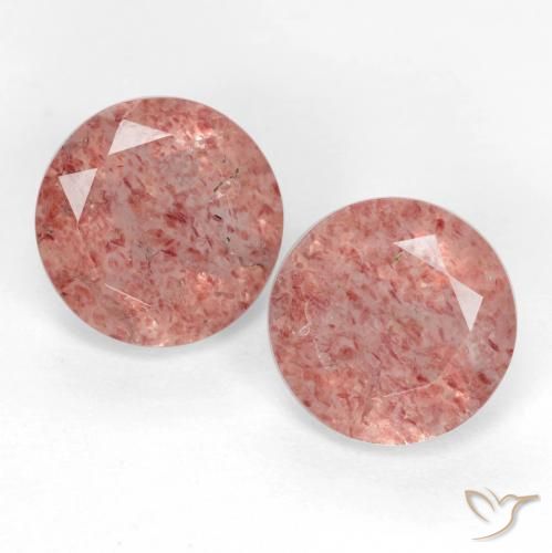2.16ctw Natural Rosa escuro Quartzo Morango, Redondo, Translúcido