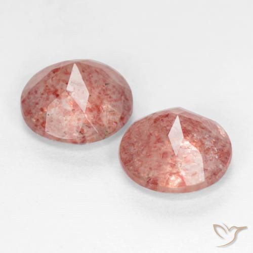Pedras preciosas de Quartzo Morango Rosa escuro natural de 2.16 ct, Redondo, Translúcido