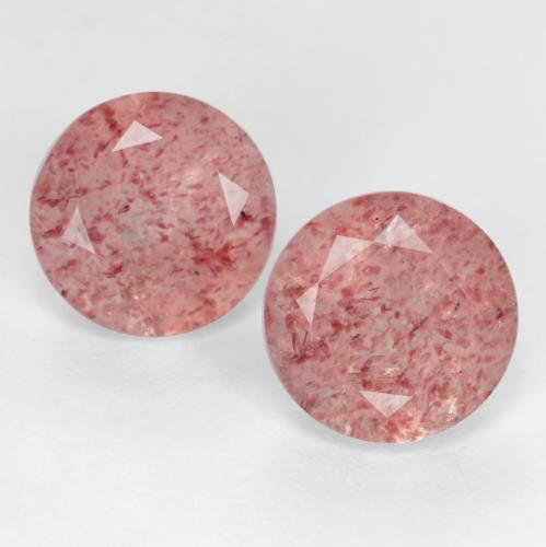 Pedras preciosas de Quartzo Morango Rosa Médio Claro natural de 2.44 ct, Corte Redondo, Translúcido