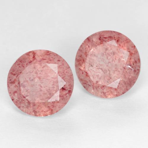 Pedras preciosas de Quartzo Morango Rosa Médio Claro natural de 2.44 ct, Corte Redondo, Translúcido