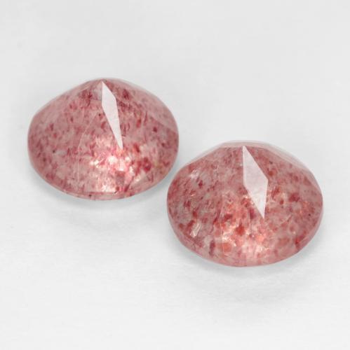 Pedras preciosas de Quartzo Morango Rosa Médio Claro natural de 2.44 ct, Corte Redondo, Translúcido