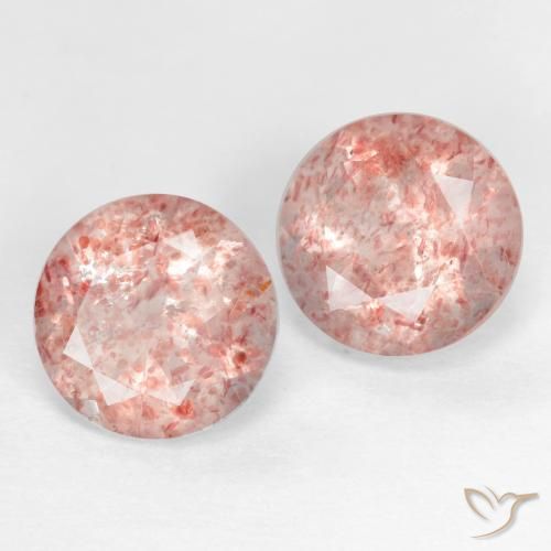 Pedras preciosas de Quartzo Morango Rosa Chiclete Claro natural de 2.32 ct, Redondo, Translúcido