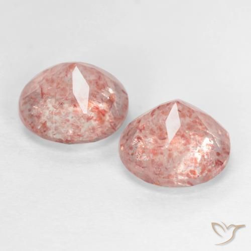 Pedras preciosas de Quartzo Morango Rosa Chiclete Claro natural de 2.32 ct, Redondo, Translúcido