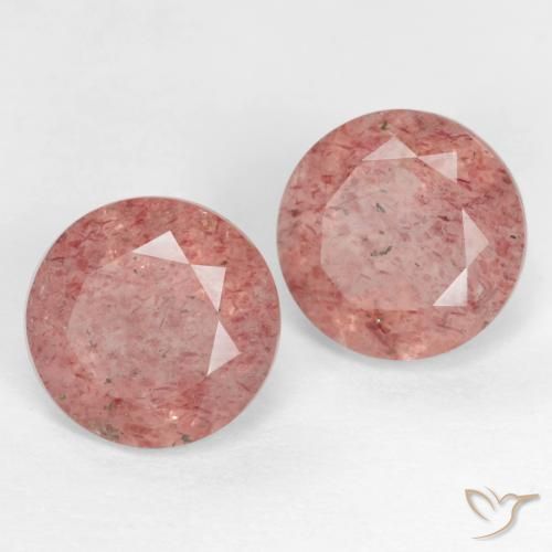 Pedras preciosas de Quartzo Morango Rosa Médio Claro natural de 2.65 ct, Redondo, Translúcido