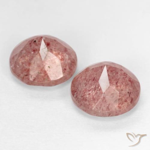Pedras preciosas de Quartzo Morango Rosa Médio Claro natural de 2.65 ct, Redondo, Translúcido