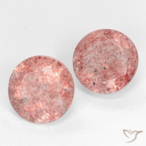Pedras preciosas de Quartzo Morango rosa médio natural de 2.58 ct, Redondo, Translúcido