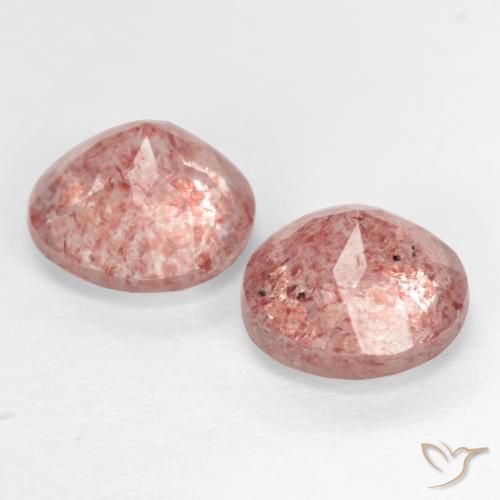 Pedras preciosas de Quartzo Morango rosa médio natural de 2.58 ct, Redondo, Translúcido