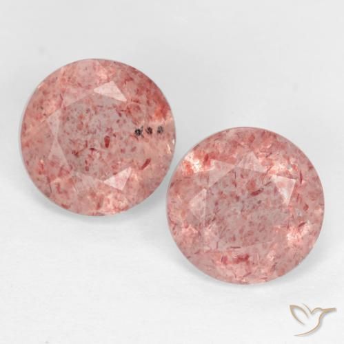 2.35ctw Natural Rosa Terroso Quartzo Morango, Redondo, Translúcido