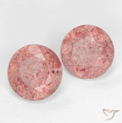 Pedras preciosas de Quartzo Morango Rosa Terroso natural de 2.35 ct, Redondo, Translúcido