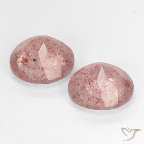Pedras preciosas de Quartzo Morango Rosa Terroso natural de 2.35 ct, Redondo, Translúcido