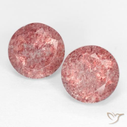 2.50ctw Natural rosa rosa Quartzo Morango, Redondo, Translúcido