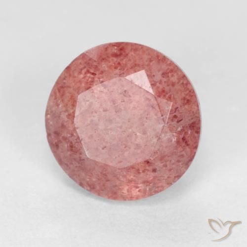 Quartzo Morango rosa médio Natural 1.36ct, Redondo, Translúcido
