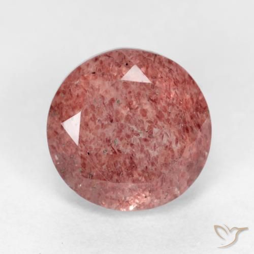 1.48ct Natural Framboesa Rosa Quartzo Morango, Redondo, Translúcido