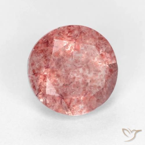 Quartzo Morango rosa médio Natural 1.27ct, Redondo, Translúcido