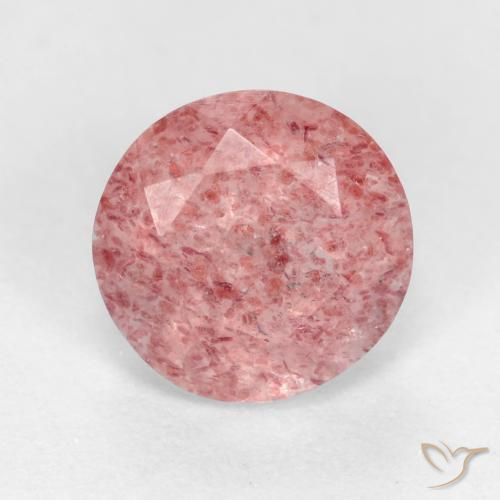 1.31ct Natural rosa médio Quartzo Morango, Redondo, Translúcido