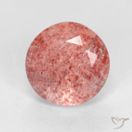 1.50ct Natural rosa avermelhado Quartzo Morango, Redondo, Translúcido