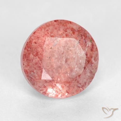 Quartzo Morango rosa avermelhado Natural 1.50ct, Redondo, Translúcido
