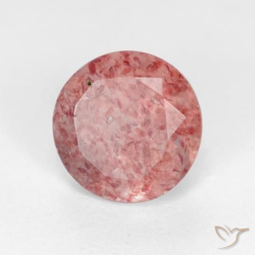 Quartzo Morango rosa rosa Natural 1.31ct, Redondo, Translúcido