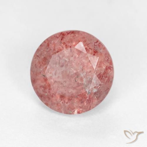 Quartzo Morango Rosa Claro Rosa Natural 1.24ct, Redondo, Translúcido