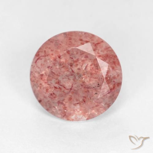 1.25ct Natural Rosa Médio Claro Quartzo Morango, Redondo, Translúcido