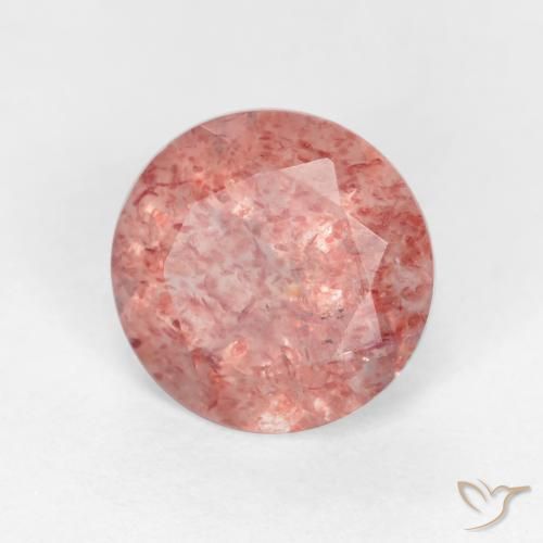 Quartzo Morango Rosa Médio Claro Natural 1.25ct, Redondo, Translúcido