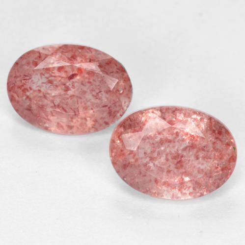 Pedras preciosas de quartzo morango rosa natural de 1,52 ct, corte oval, translúcido