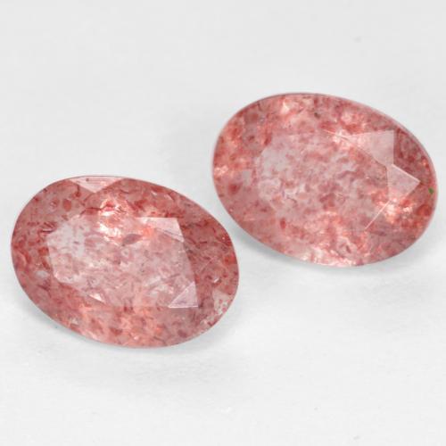 Pedras preciosas de quartzo morango rosa natural de 1,52 ct, corte oval, translúcido