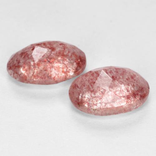 Pedras preciosas de quartzo morango rosa natural de 1,52 ct, corte oval, translúcido