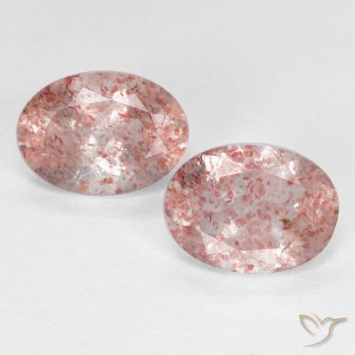 Pedras preciosas de Quartzo Morango Luz rosa natural de 1.58 ct, Corte Oval, Transparente