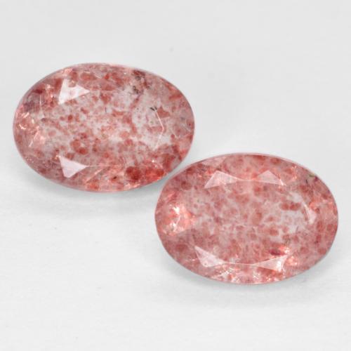 Pedras preciosas de Quartzo Morango Rosa Claro Rosa natural de 1.46 ct, Corte Oval, Translúcido