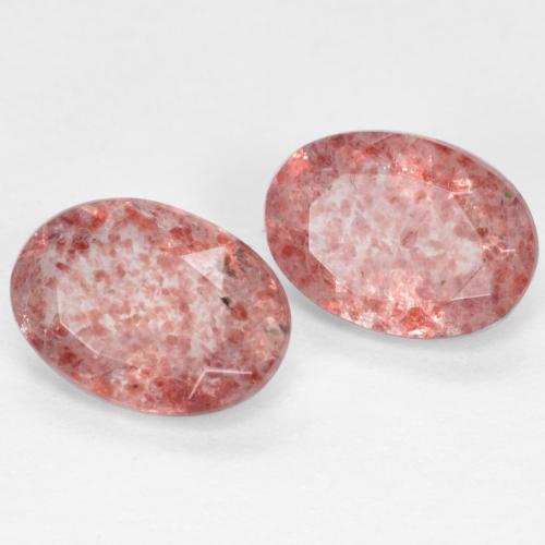 Pedras preciosas de Quartzo Morango Rosa Claro Rosa natural de 1.46 ct, Corte Oval, Translúcido
