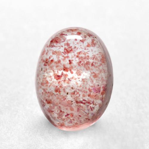 Quartzo morango rosa natural 1,61ct, corte oval, translúcido