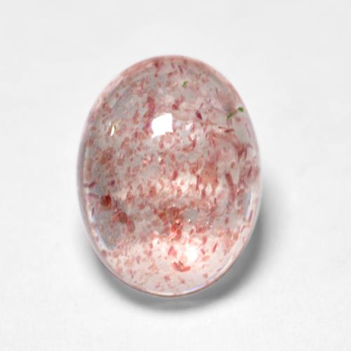 Quartzo morango rosa natural 1,45ct, corte oval, translúcido