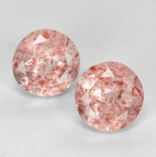 Pedras preciosas de Quartzo Morango Rosa Terroso natural de 1.13 ct, Corte Redondo, Transparente