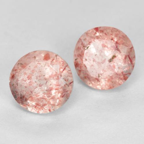 Pedras preciosas de Quartzo Morango Rosa Terroso natural de 1.13 ct, Corte Redondo, Transparente