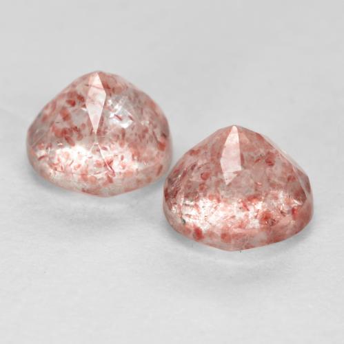 Pedras preciosas de Quartzo Morango Rosa Terroso natural de 1.13 ct, Corte Redondo, Transparente