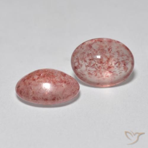 Pedras preciosas de Quartzo Morango Rosa Terroso natural de 2.09 ct, oval, Translúcido