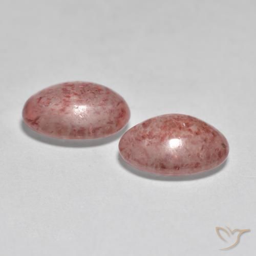 Pedras preciosas de Quartzo Morango Rosa Terroso natural de 2.09 ct, oval, Translúcido