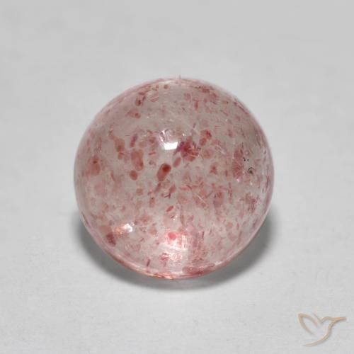1.63ct Natural Luz rosa Quartzo Morango, Redondo, Translúcido