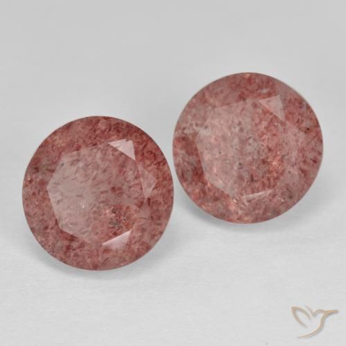 Pedras preciosas de Quartzo Morango rosa rosa natural de 6.12 ct, Redondo, Translúcido