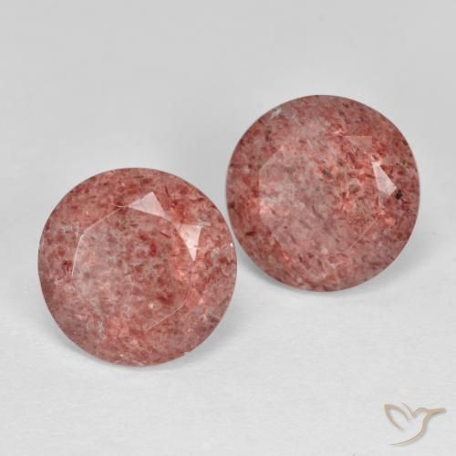 Pedras preciosas de Quartzo Morango rosa médio natural de 5.38 ct, Redondo, Translúcido